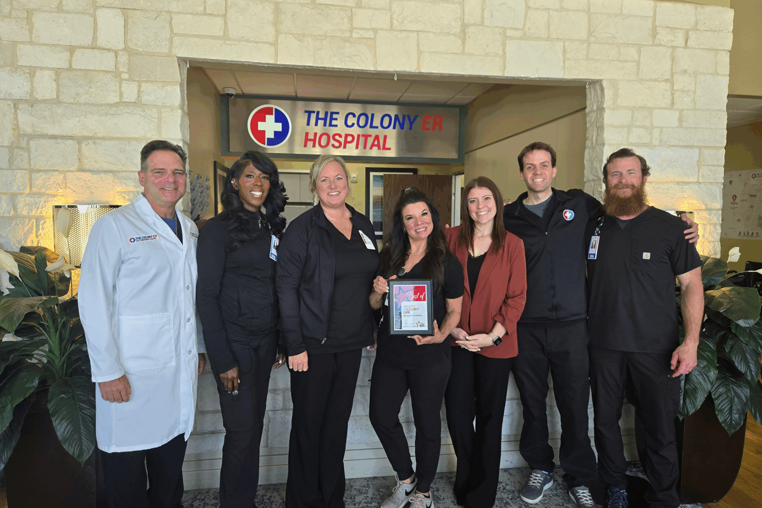 The Colony ER Hospital team with award