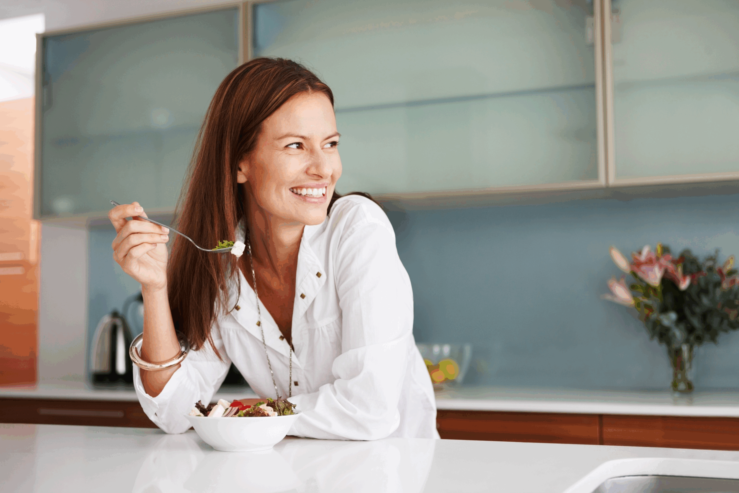 woman eating healthy snack